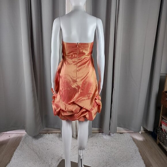 Pretty Maids Mango Color Shimmer Strapless Midi Formal Dress Size 14 (NWT) - Picture 3 of 9